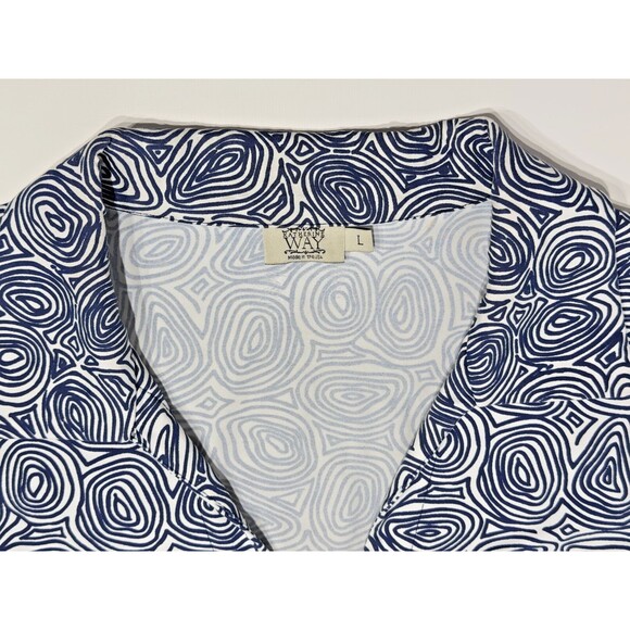 Katherine Way Blue Geometric Circles Sleeveless Shift Dress Stretch Women Size L - Picture 5 of 9